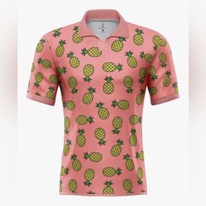 Rolo Golf Teal Electric Pineapple Men’s XL Polo‎ Golf NWT